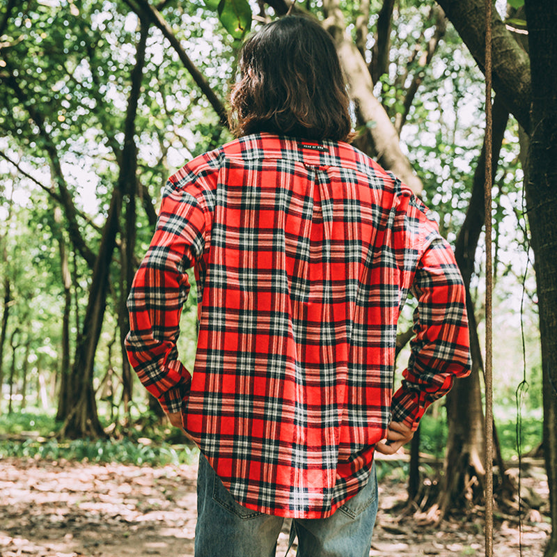 Plaid pullover button shirt