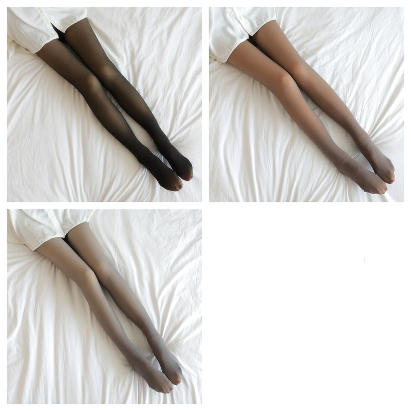 Translucent Leggings Fleece Lined Tights Fall And Winter Warm Fleece Pantyhose Women