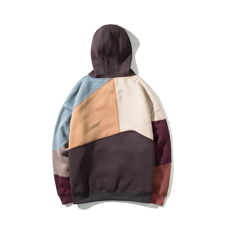 Color Matching Hooded Sweater