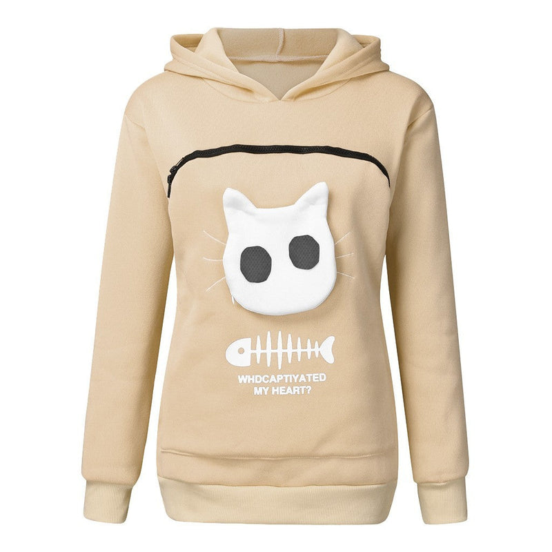 Hooded Sweatshirt With Cat Pet Pocket