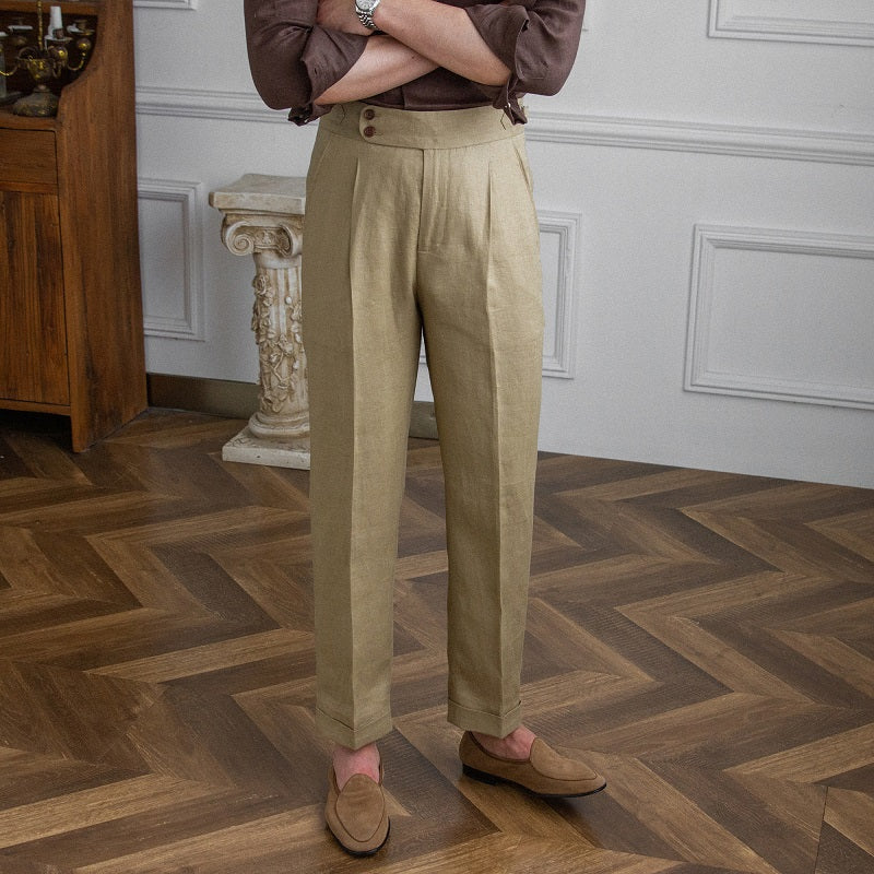 Porto Cervo Linen Pleated Trousers