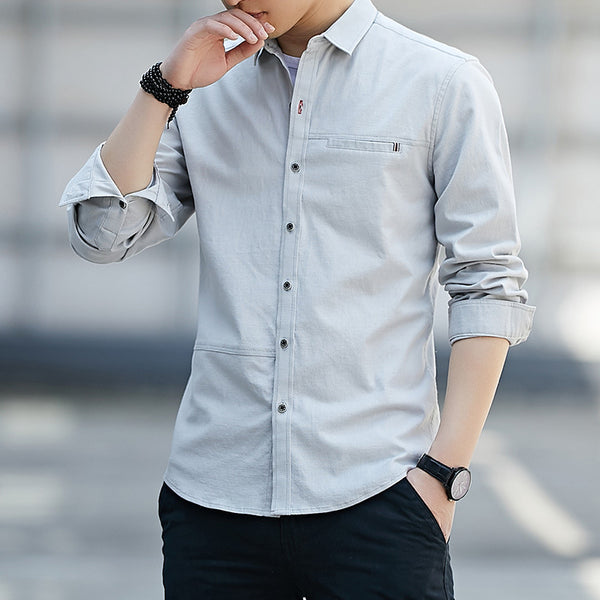 Workwear Shirt Men's Long Sleeve Spring And Autumn Retro shirt