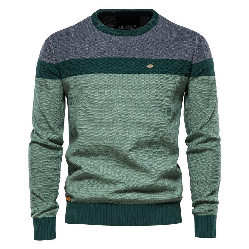 Maglione da uomo a maniche lunghe con cuciture a righe