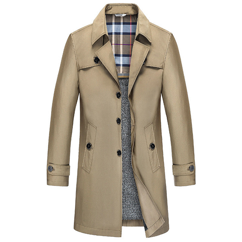 Plush long trench coat men