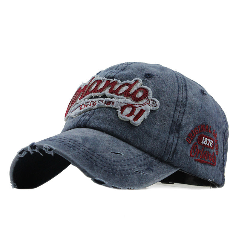 Cotton Washed Letter Hat Cowboy Retro Baseball Cap