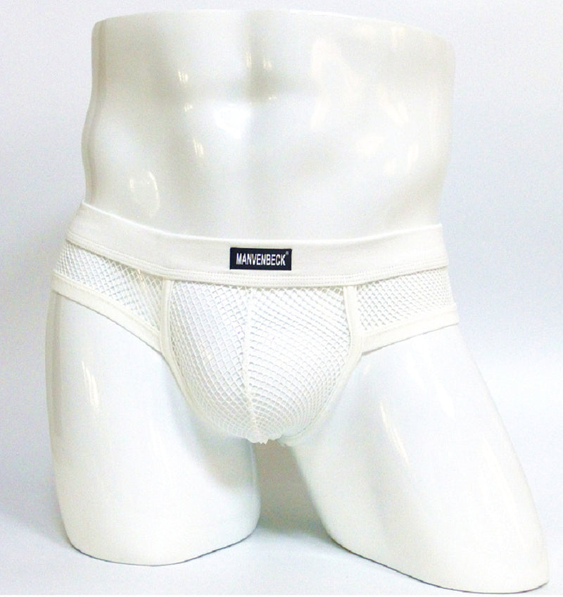 Men's Transparent Mesh Briefs Low Waist Convex Design Underwear