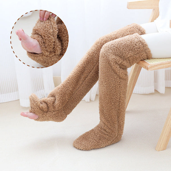 Over Knee High Fuzzy Long Socks Winter Warm Cold Leg Knee Joint Cold-proof Stockings