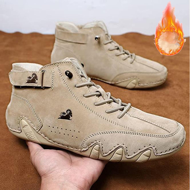 Men Ankle Boots Autumn Winter Suede Velcro Lace-up Sneakers