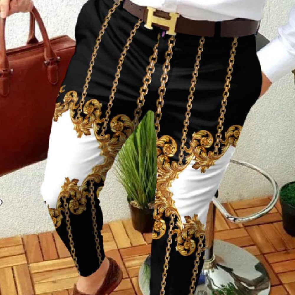 Printed Mid Rise Straight Leg Pants