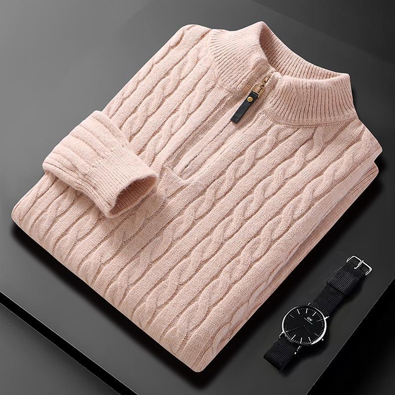 Maglione a mezza cerniera da uomo autunno inverno, maglione a traliccio di diamanti