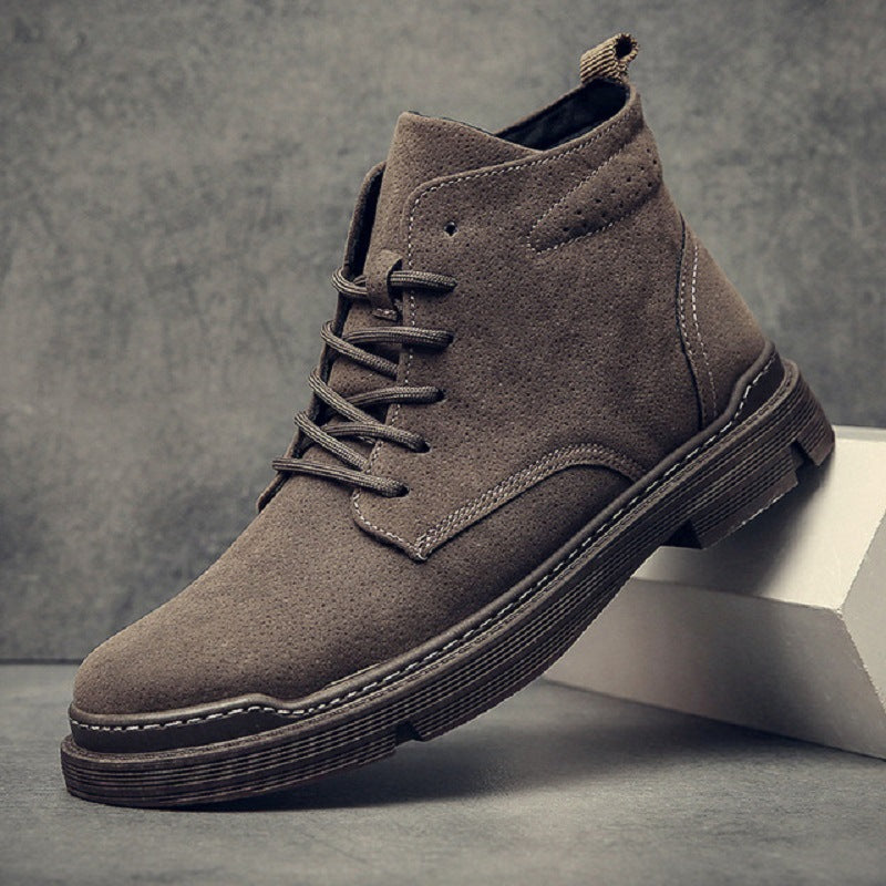 Casual leather high-top boots
