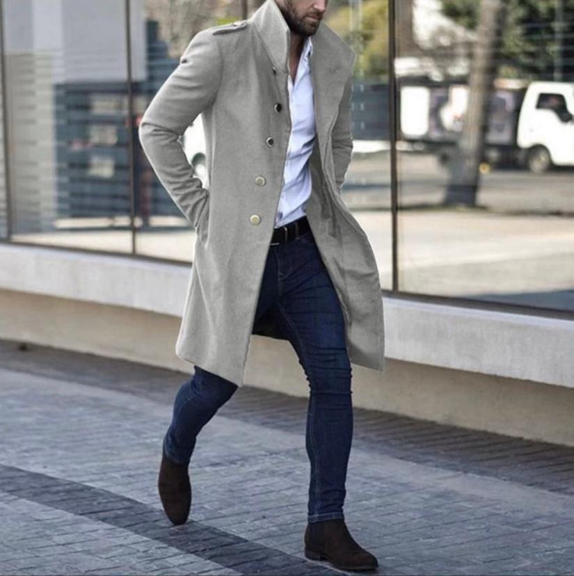 Mid-length slot pocket casual coat