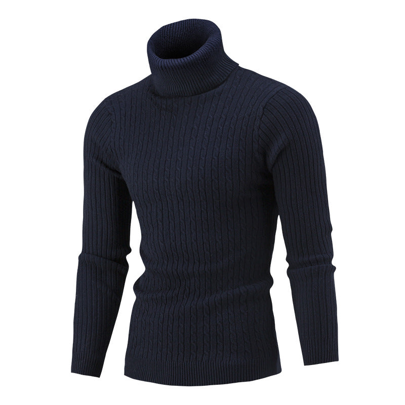 Twist Knit Sweater Slim-fit High Neck