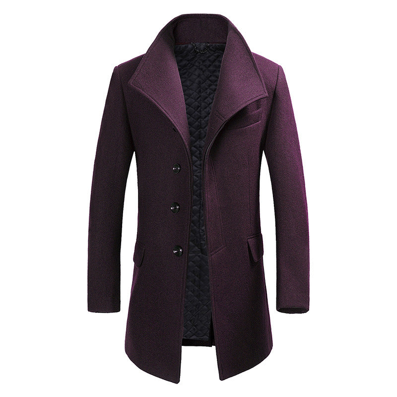 mid-length woolen coat men