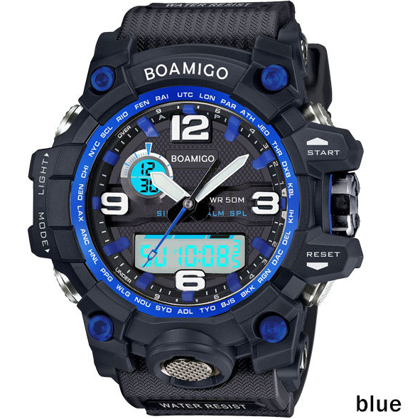 BOAMIGO men sports watches dual display analog digital LED Electronic quartz watch