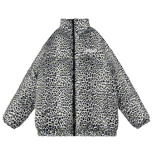 Leopard PrintPadded Stand-up Collar Bread Jacket