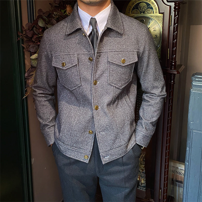 English Button Houndstooth Jacket