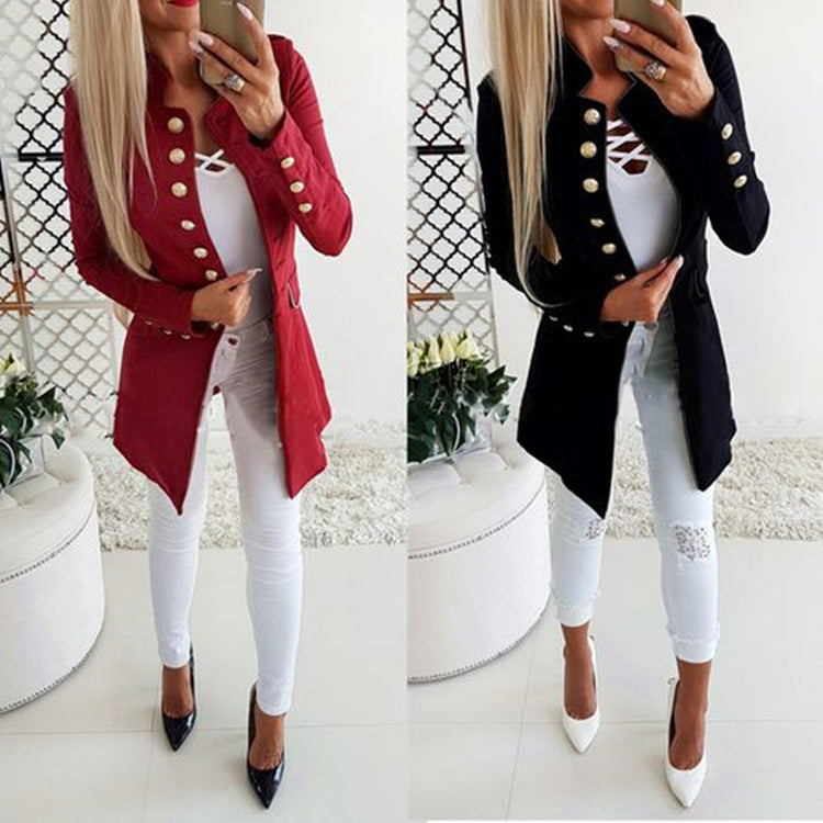 Long Sleeved Buttoned Slim Blazer