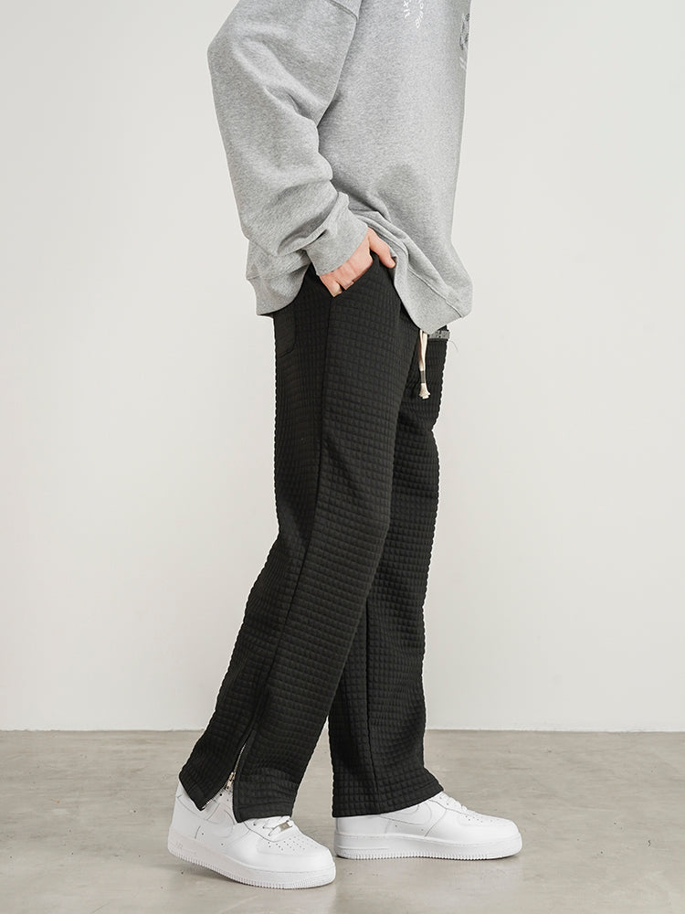 Waffle Check Side Zip Track Pants