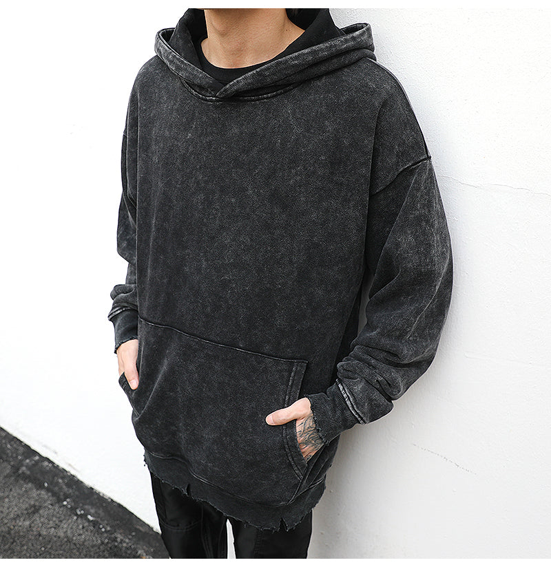 Dark pattern loose hoodie men