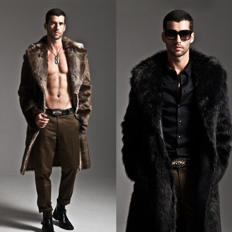 Men's Suit Collar Imitation Fur Coat