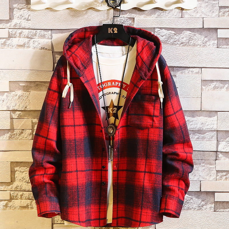 Plaid Hooded jacket Men