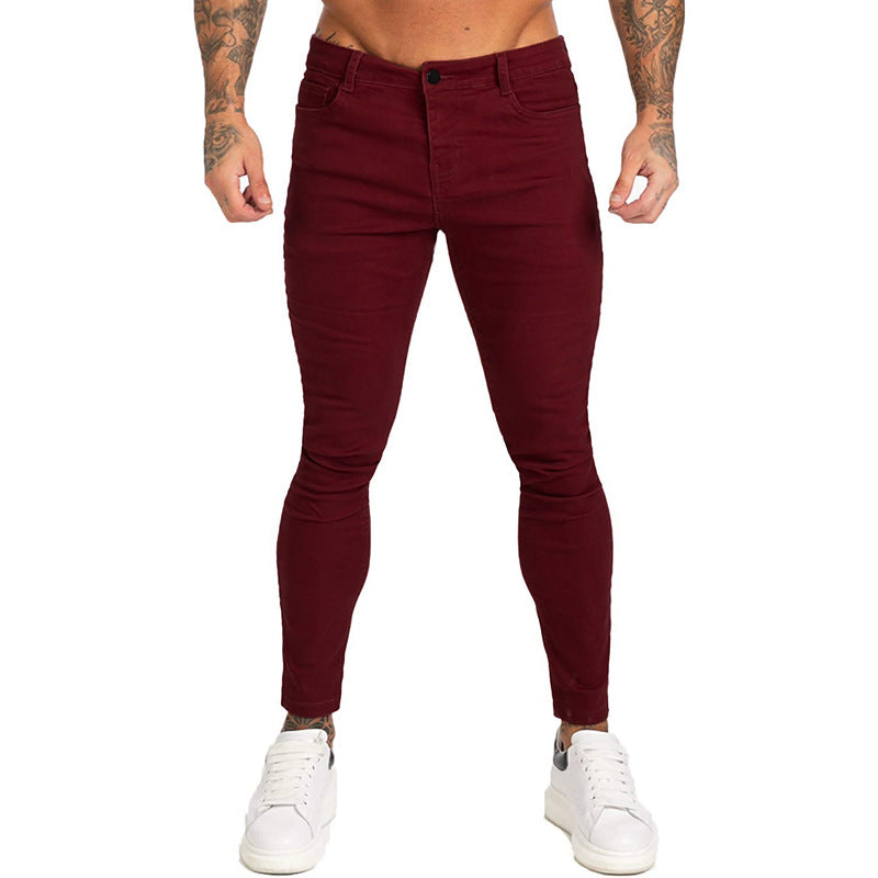 Slim-fit Men's Solid Color Trousers