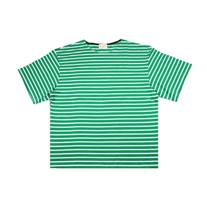 Loose green striped retro wind short sleeve