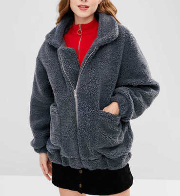 Lamb Zipper Coat Women