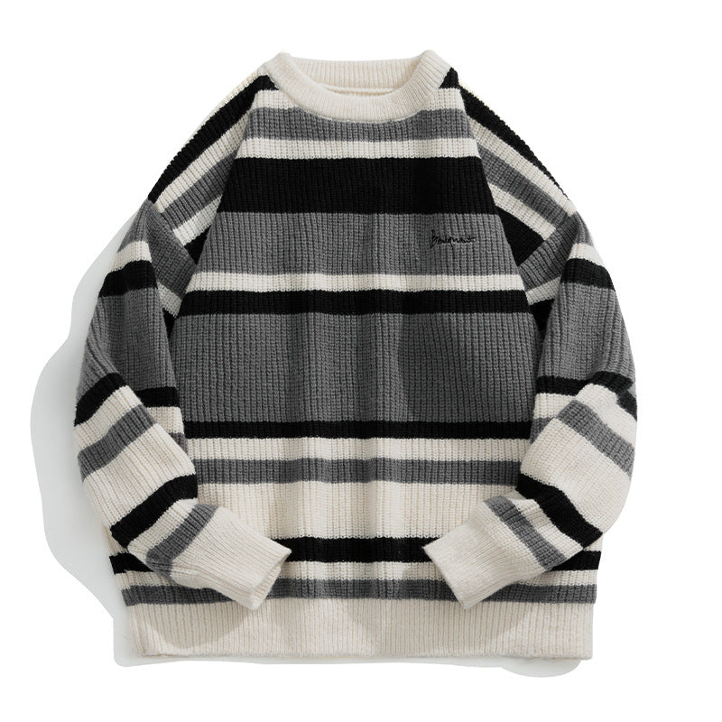 Men's Contrast Color Striped Sweater