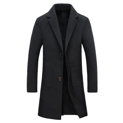 Mid-length Coat Men's Slim Handsome Woolen Coat