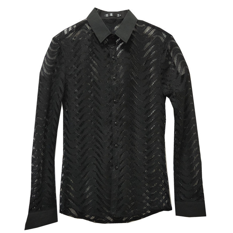 Sexy Transparent Lace Shirt Men