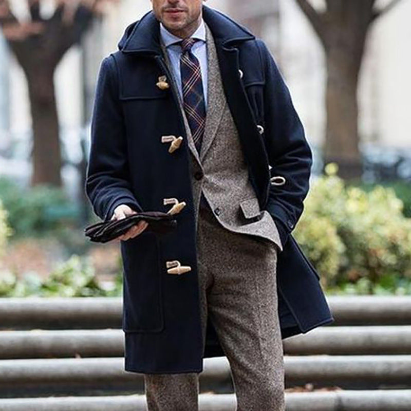 Men's mid-length lapel coat