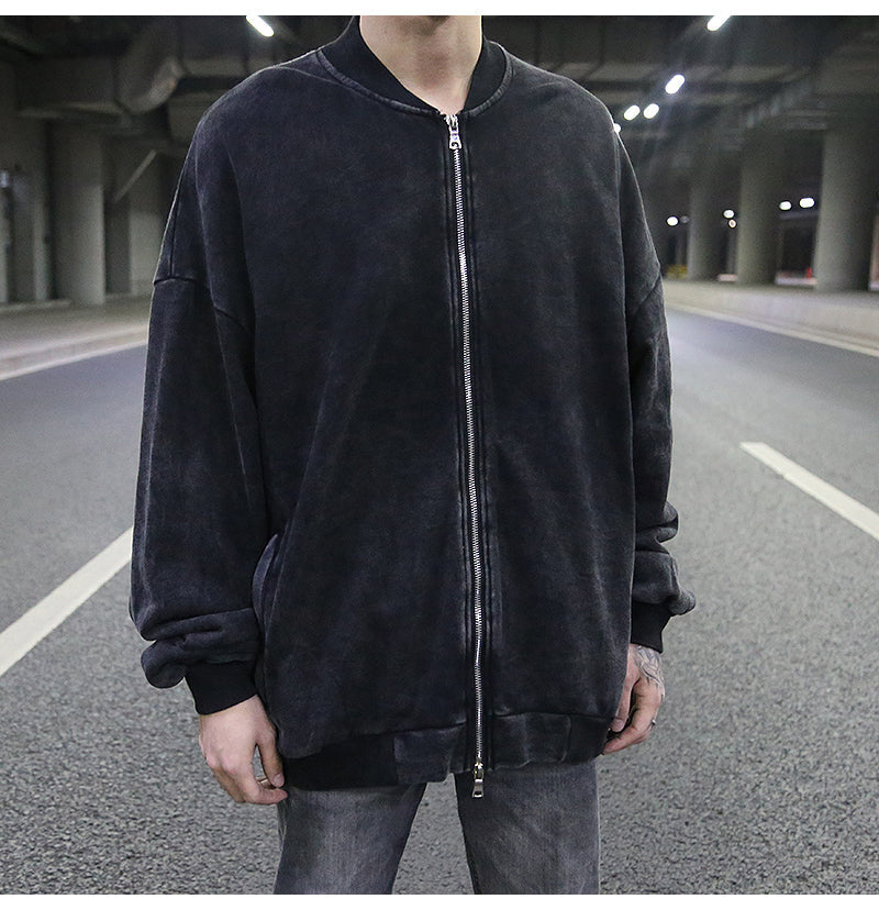 Dark solid color wild baseball jacket men