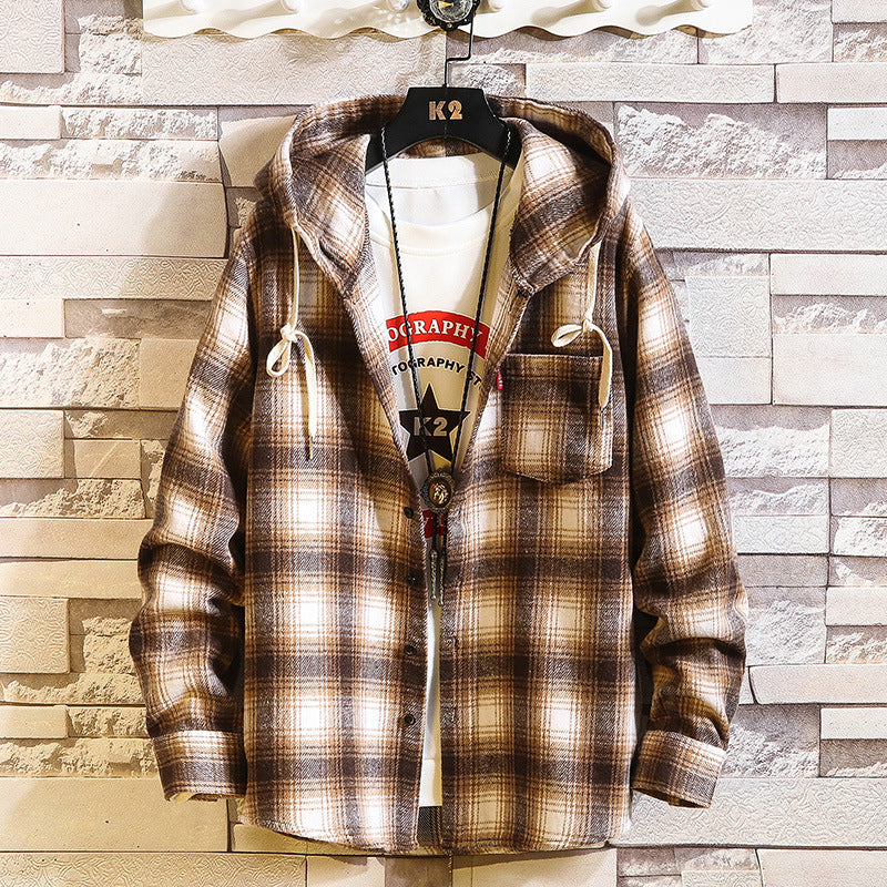 Plaid Hooded jacket Men