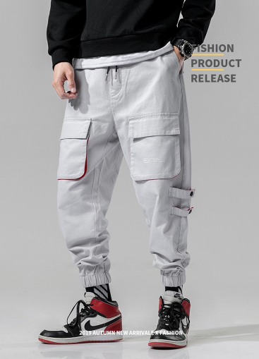 Pantalones punk con cintura elástica Pantalones jogger cargo