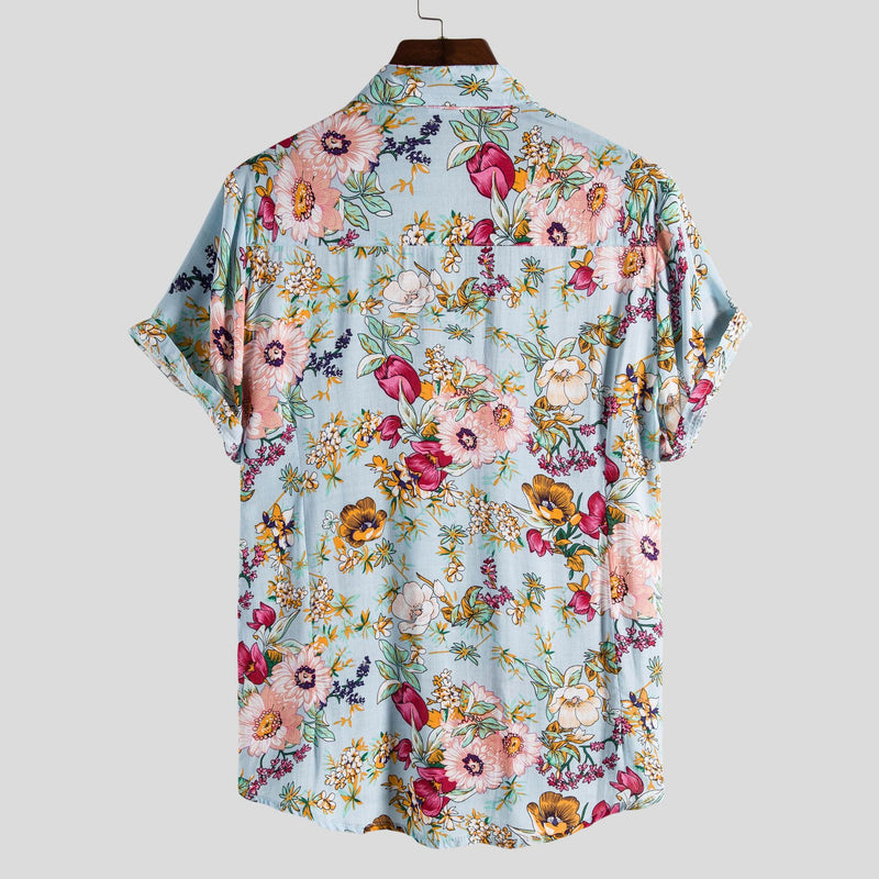 Flower Short Sleeve Lapel Shirt
