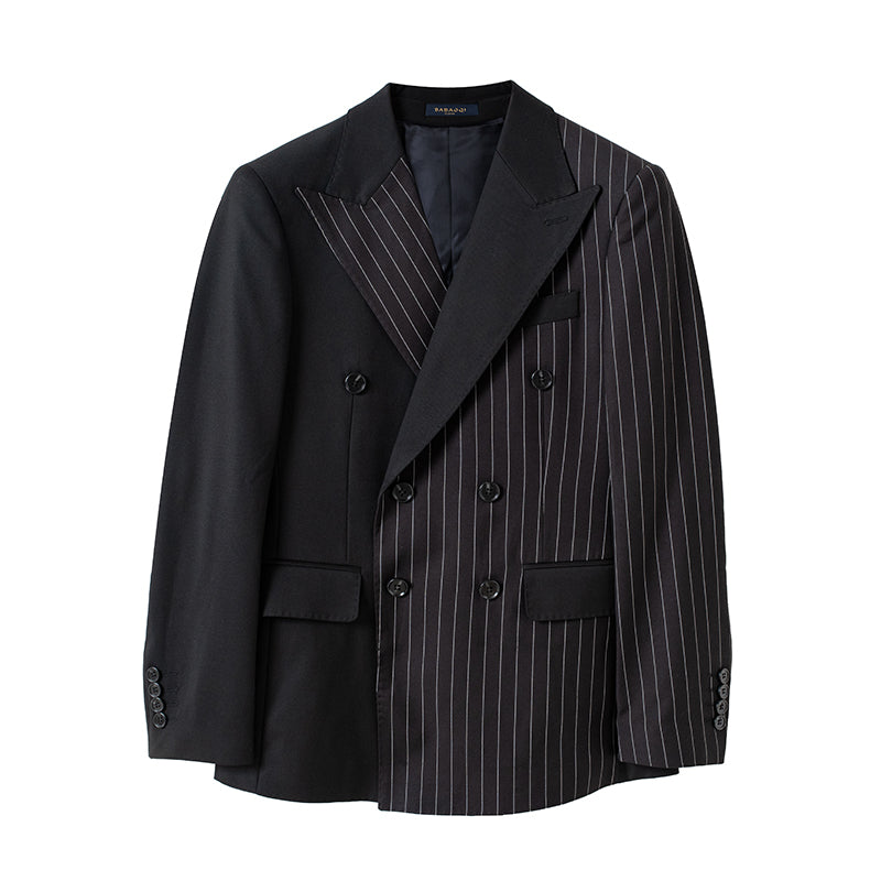 British Striped Double Breasted Suit Blazer Men