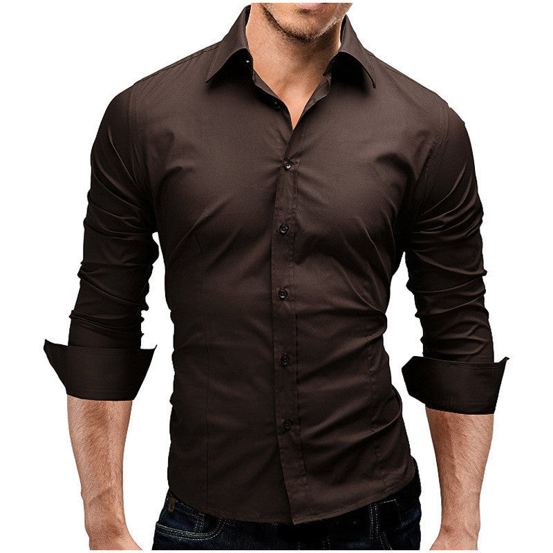 Men's Slim-fit Long-sleeved Simple Formal Shirt