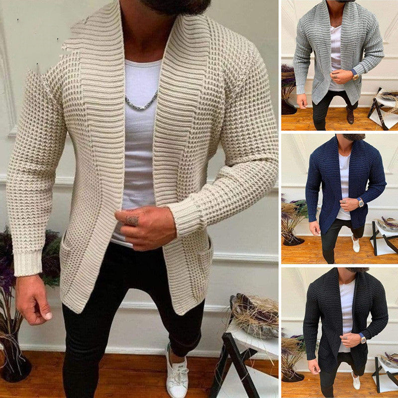 Maglione cardigan casual lavorato a maglia a righe da uomo