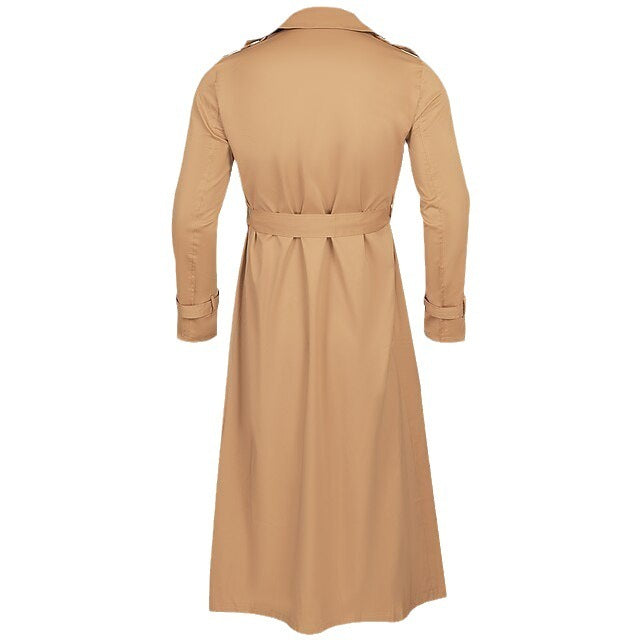 Large Lapel Double Breasted Belt Long Trench Coat