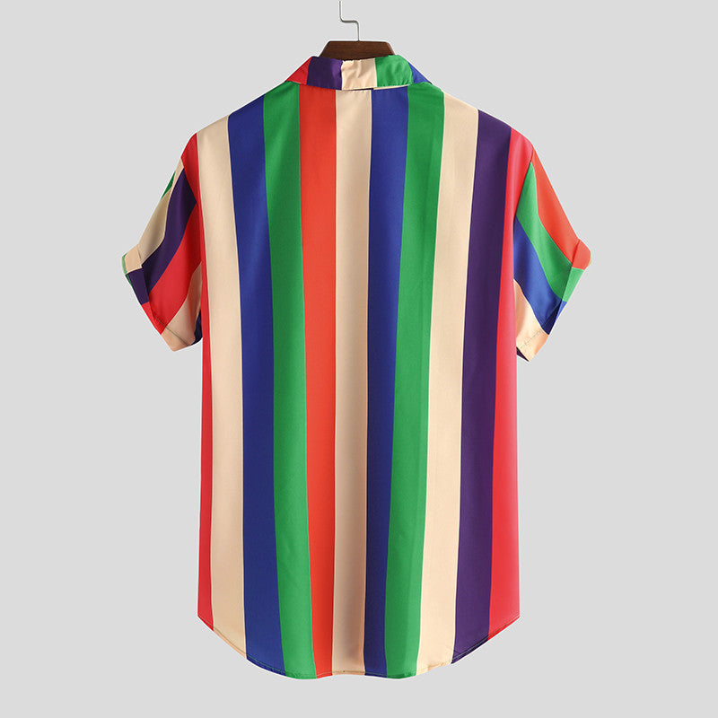 Color Stripe Printed Shirt