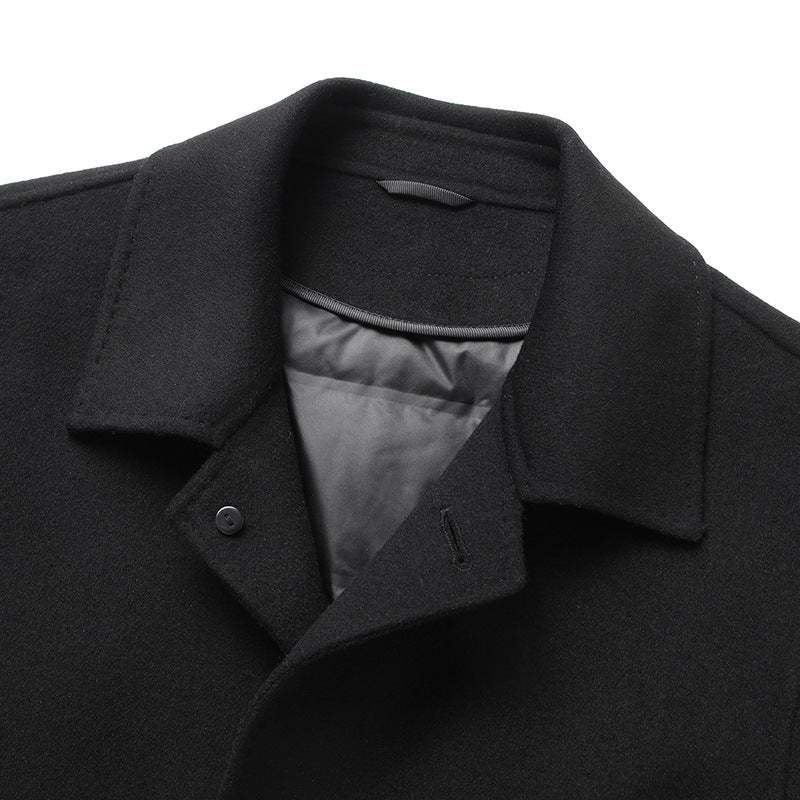 Thickened double-sided woolen coat with down liner for men