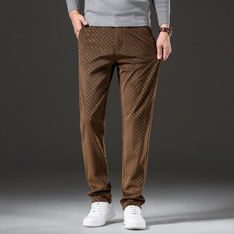Men's High Waist Loose Straight Young And Middle-aged Corduroy Trousers