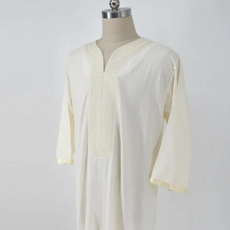 Ethnic Style Loose Casual Embroidery White Robe