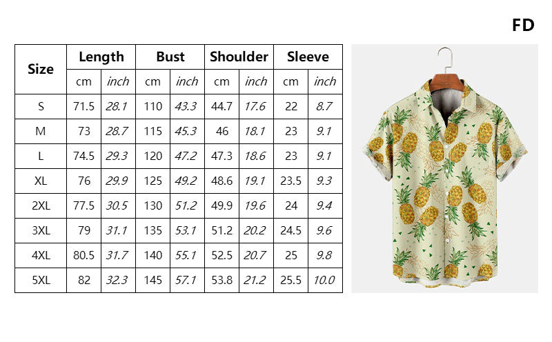 Men's Hawaii Casual Printing Short Sleeve Shirt