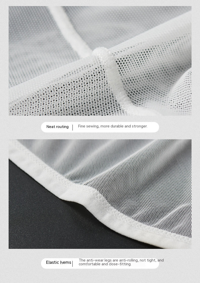 Men's Ice Silk Transparent Thin Full Mesh Single Layer Underwear