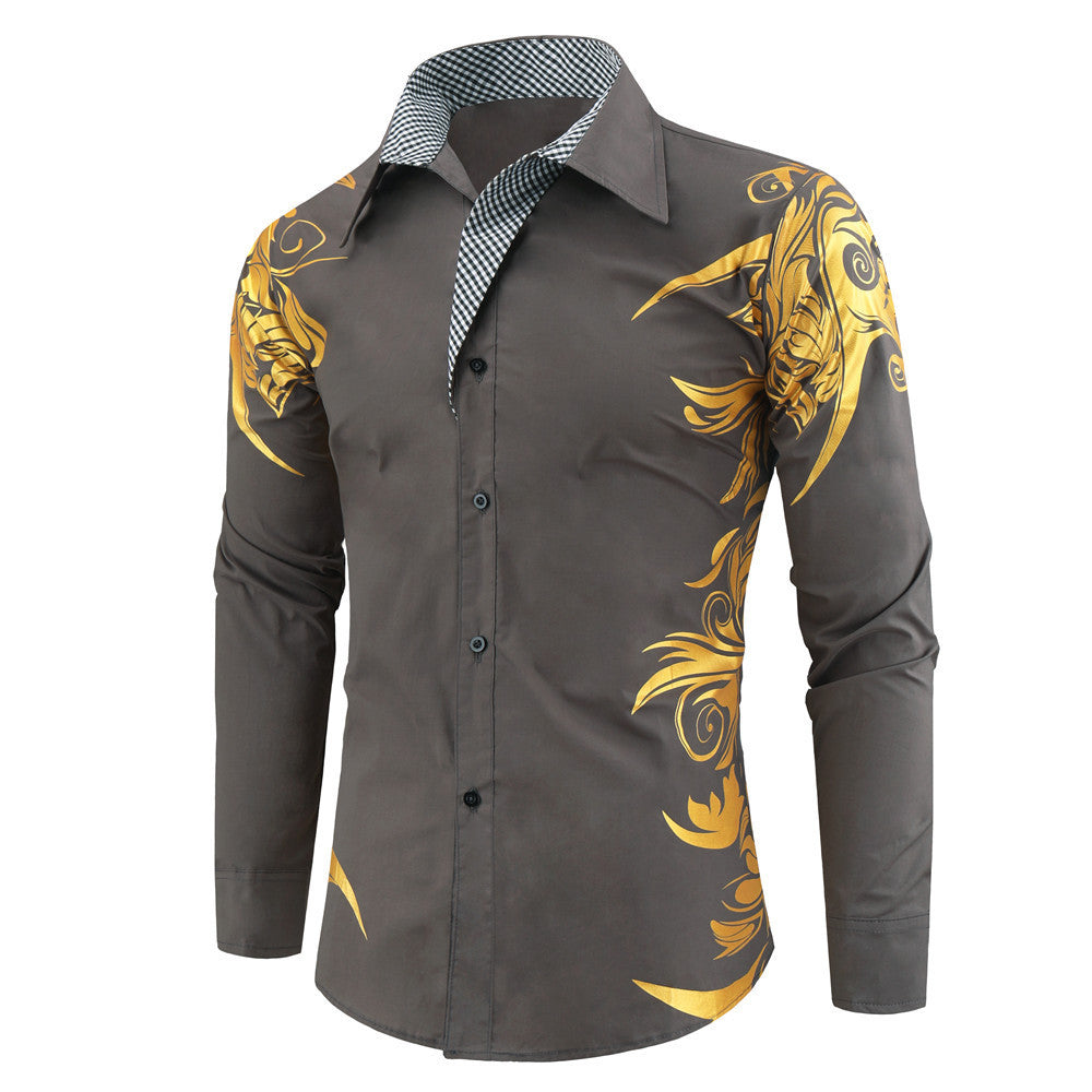 Fashion bronzing printed shirt men