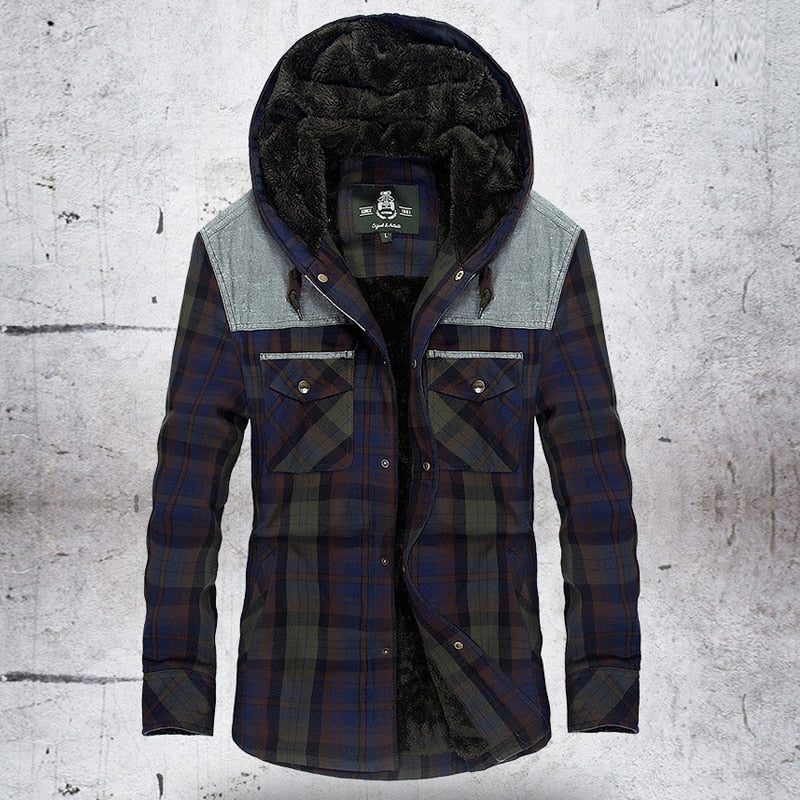 Plaid Hooded Shirt men