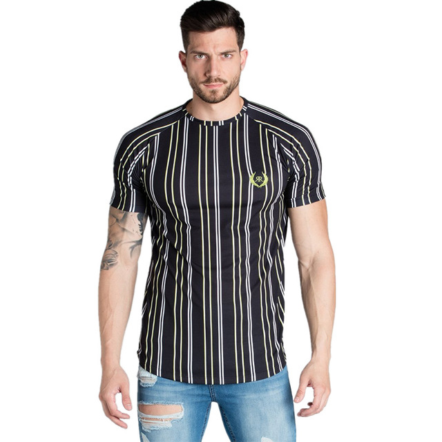 Quick-drying striped casual sports T-shirt